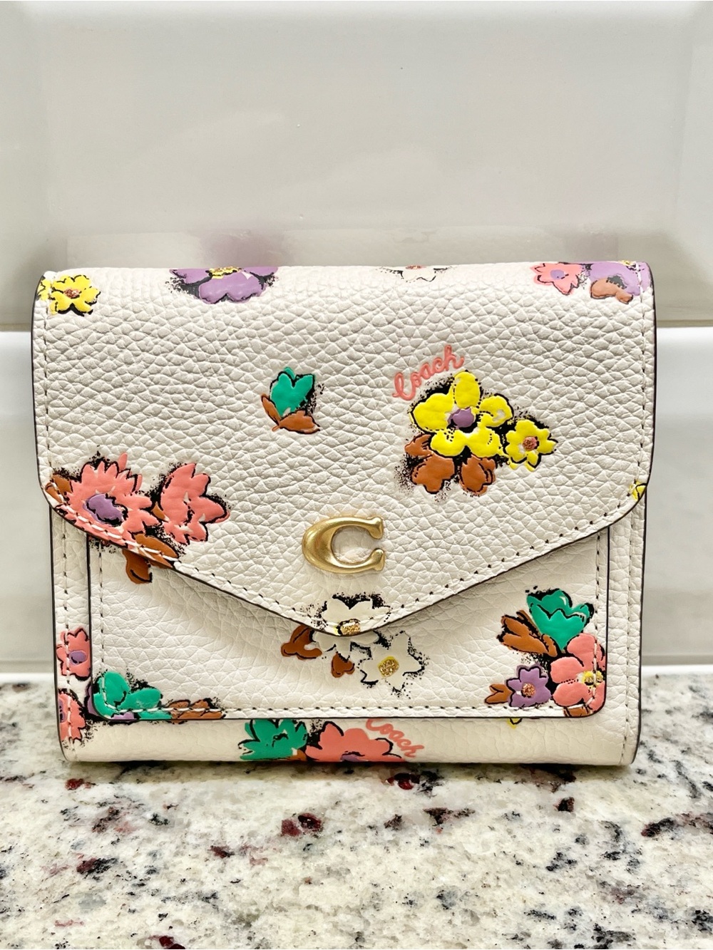 Coach Small Wallet with Spaced Floral Field Print NWOT